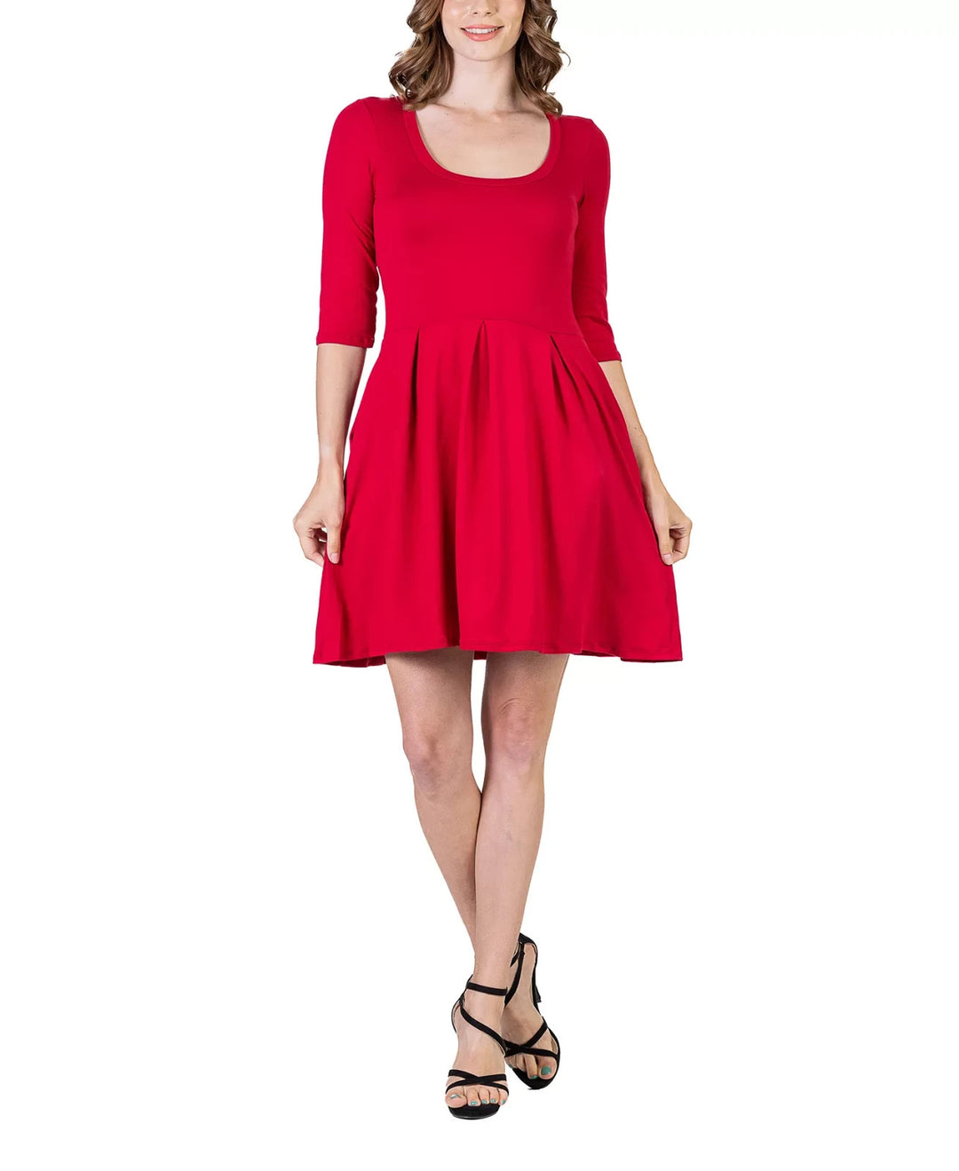 24seven Comfort Apparel Women's Three Quarter Sleeve Mini Dress MSRP $93.99