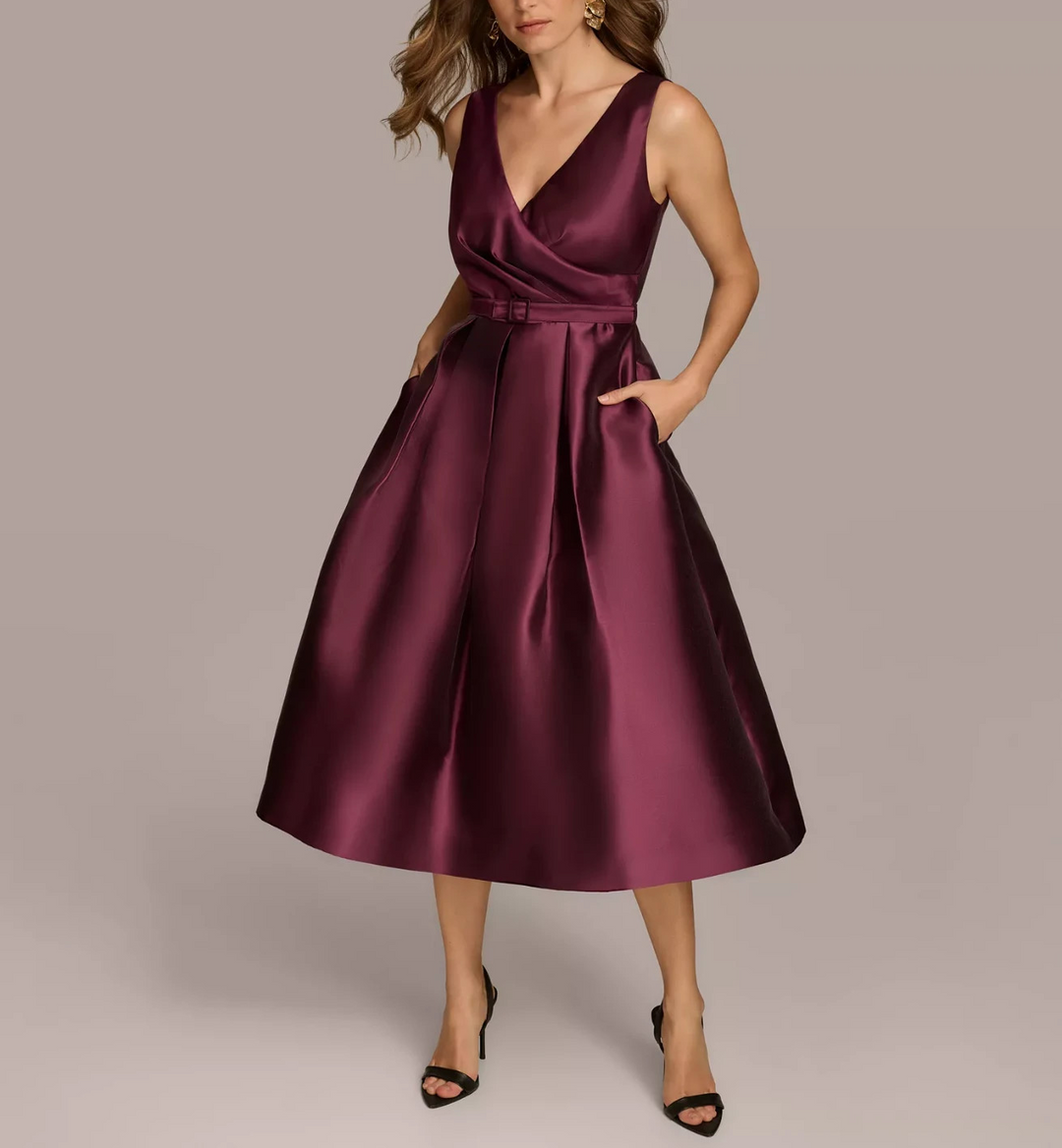 Donna Karan New York Belted Sleeveless Fit & Flare Midi Dres MSRP $299