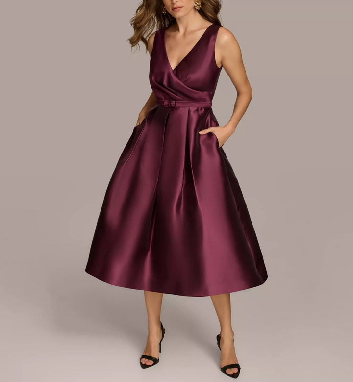 Donna Karan New York Belted Sleeveless Fit & Flare Midi Dres MSRP $299