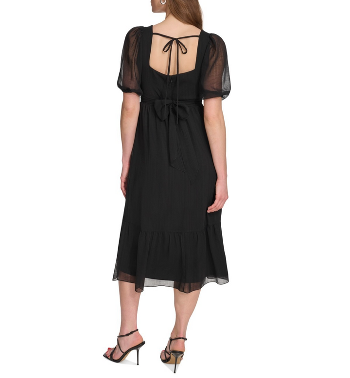 DKNY Women's Puff-Sleeve A-Line Dress MSRP $139