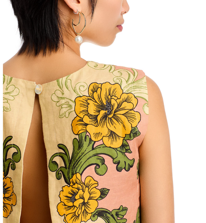FARM Rio Delicate Flower Linen Arabesque Top MSRP $120