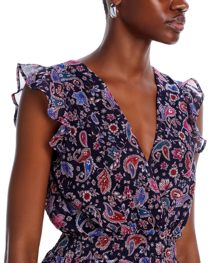 AQUA Flutter Cap Sleeve Midi Dress MSRP $118
