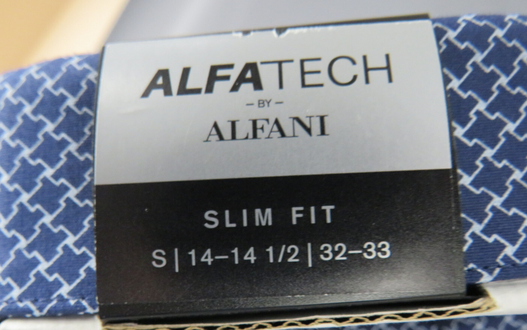 Alfani Slim Fit 2-Way Stretch Stain Resistant Puzzle Print Dress Shirt MSRP $60