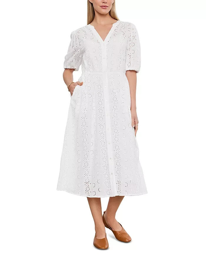 Velvet by Graham & Spencer Rori Eyelet Button Front Unlined Midi Dress MSRP $336