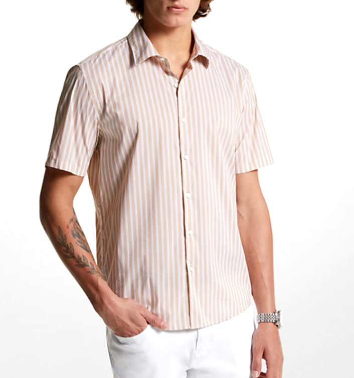 Michael Kors Cotton & Nylon Stretch Slim Fit Button Down Shirt MSRP $98