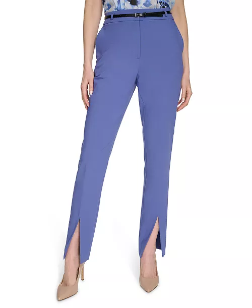 Calvin Klein Women's Front-Slit Slim-Leg Pants  MSRP $109