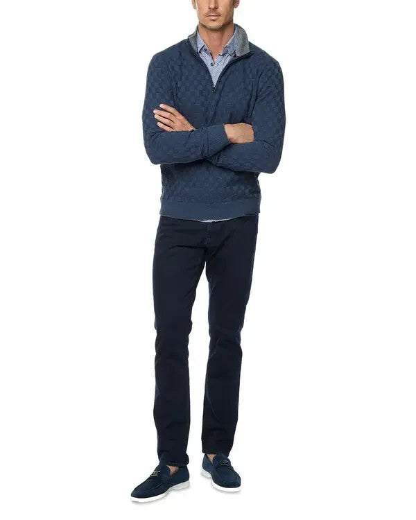 Robert Graham Gavino Cotton Check Classic Fit Quarter Zip Sweater MSRP $198