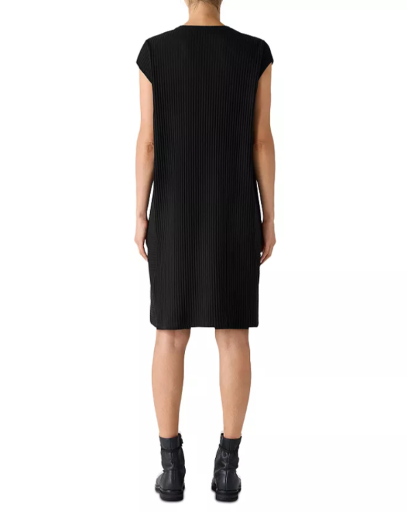 Eileen Fisher Round Neck Rib Knit Dress MSRP $178