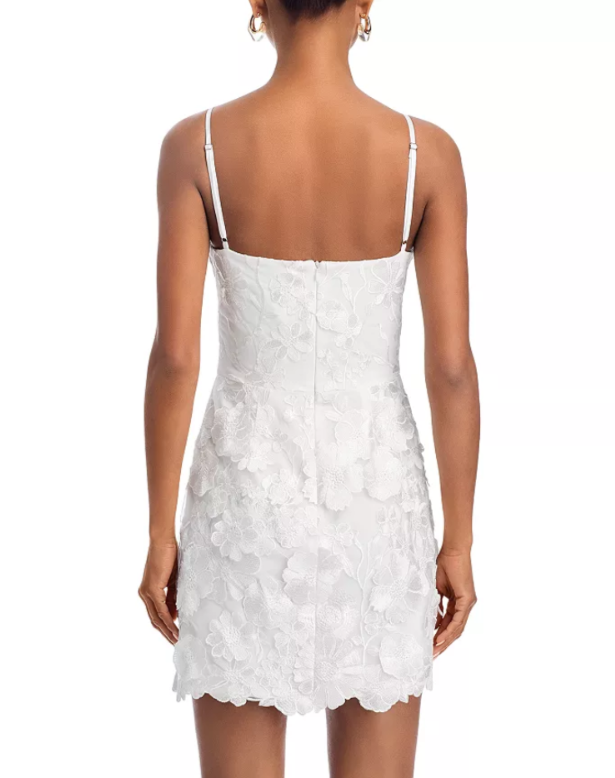 AQUA 3D Flower Spaghetti Strap Mini Dress MSRP $258