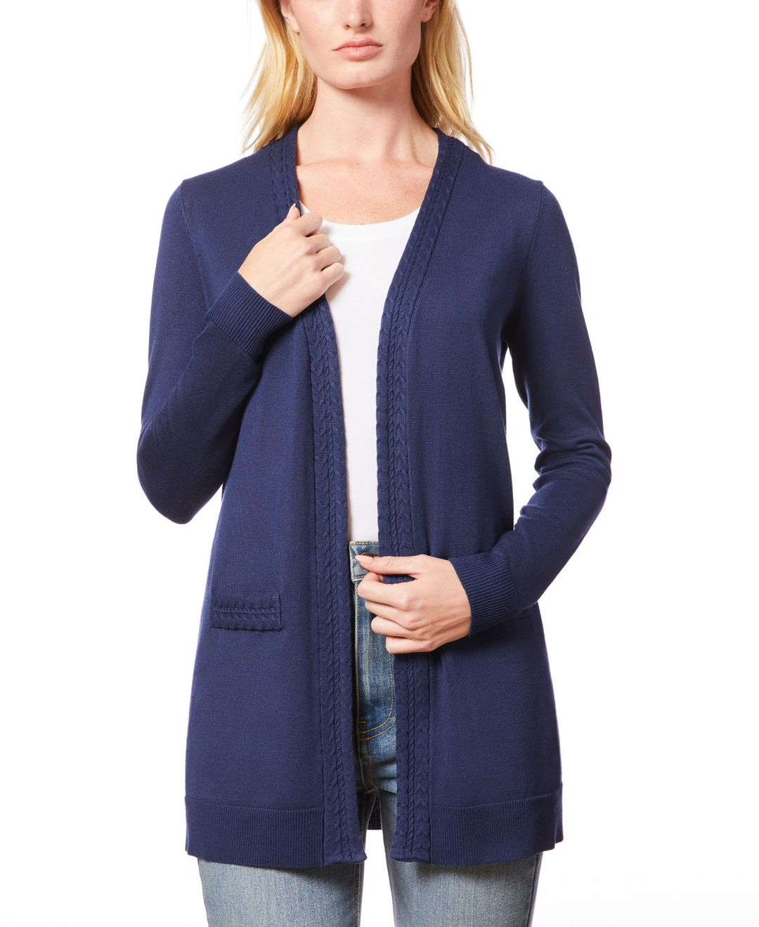 Melissa Paige Women's Braided-Trim Open-Front Cardigan MSRP $46.50