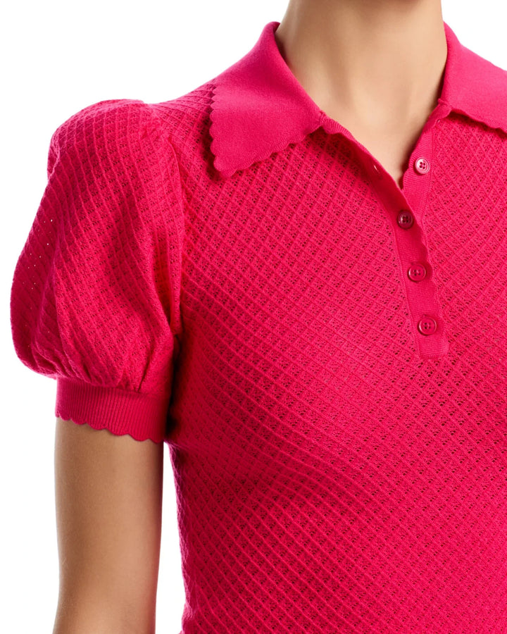 Alice and Olivia Ramona Pointelle Polo Sweater MSRP $395