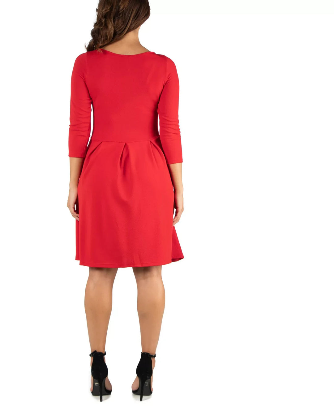 24seven Comfort Apparel Women's Perfect Fit and Flare Pocket Dress MSRP $61