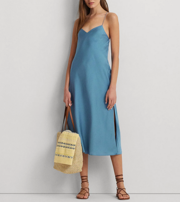 Lauren Ralph Lauren Satin Charmeuse Slip Dress MSRP $185