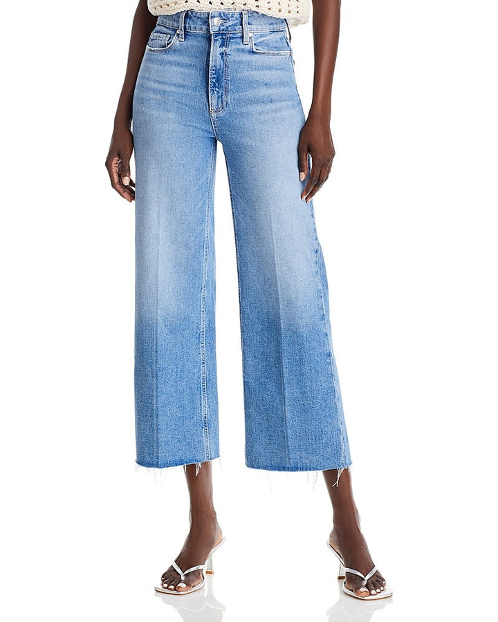 Paige Anessa Raw Hem High Rise Ankle Wide Leg Jeans MSRP $229