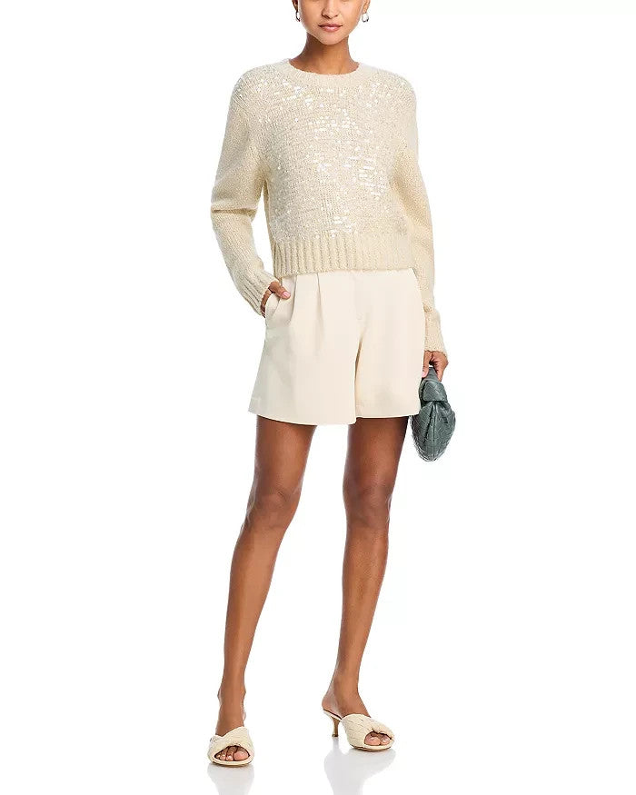 AQUA Iridescent Sequin Crewneck Knit Sweater MSRP $78