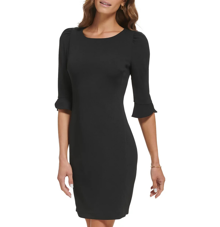 DKNY 3/4-Sleeve Tulip-Cuff Sheath Dress MSRP $129
