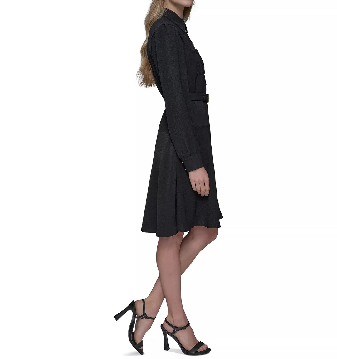 KARL LAGERFELD PARIS Women's Belted Button-Front Dress MSRP $148