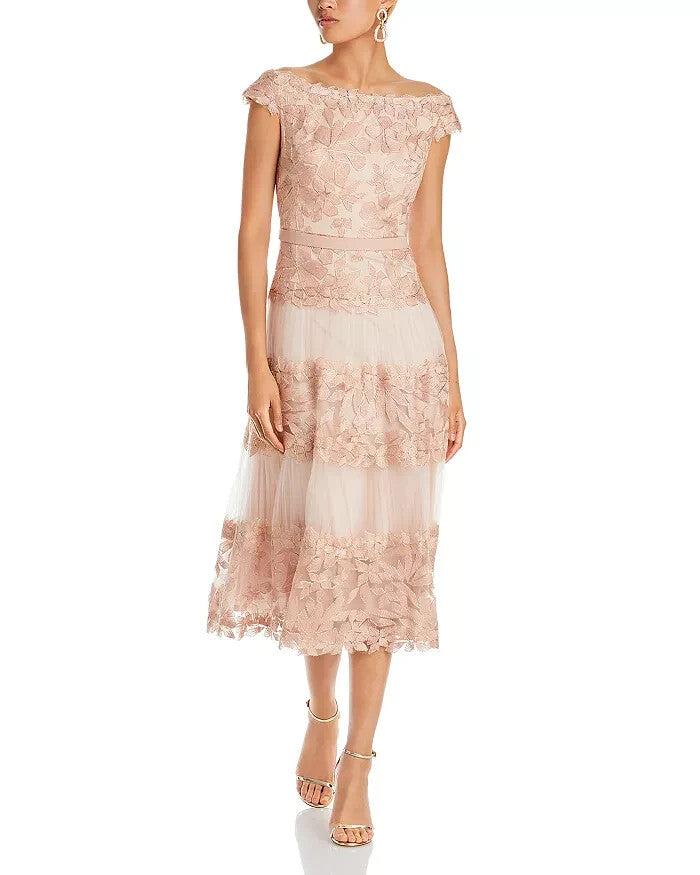 Tadashi Shoji Off-the-Shoulder Embroidered Dress MSRP $518 Size 2 #1B 2433