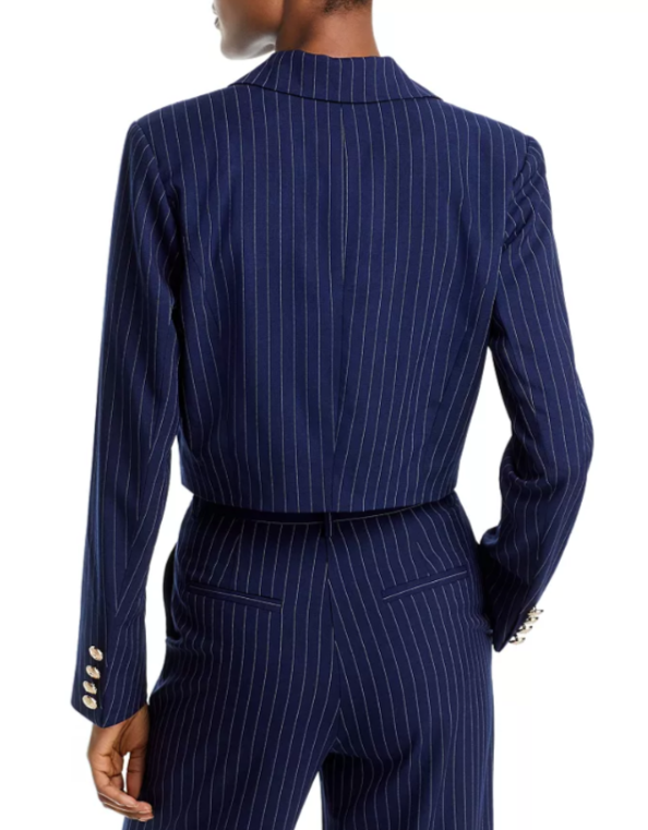 AQUA Pinstripe Twill Cropped Blazer