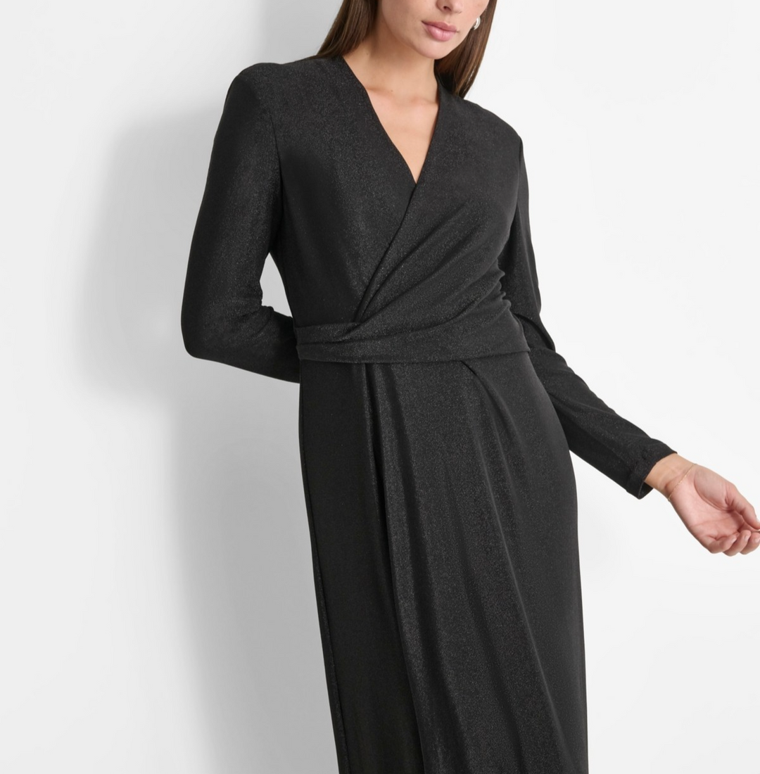 Dkny Women's Draped Metallic-Threaded Evening Gown MSRP $199