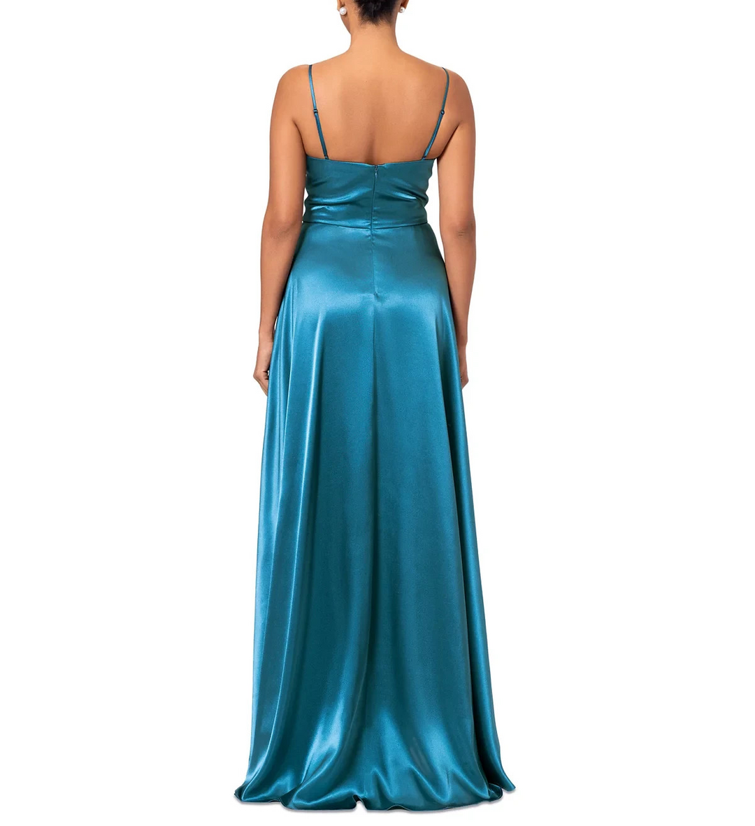 Betsy & Adam Satin Empire-Waist Cowlneck Dress MSRP $239