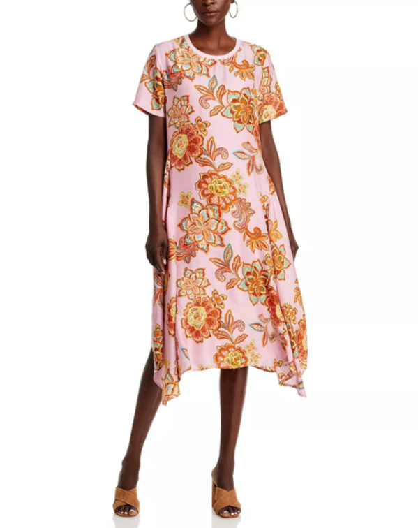 Johnny Was Handkerchief Hem Silk Dress MSRP $375