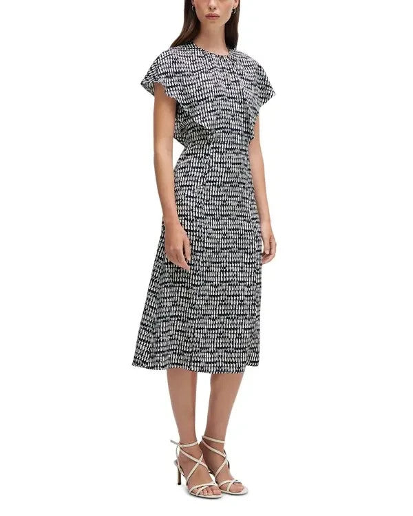 Boss Domicia Printed Draped Sleeve Dress MSRP $ 645