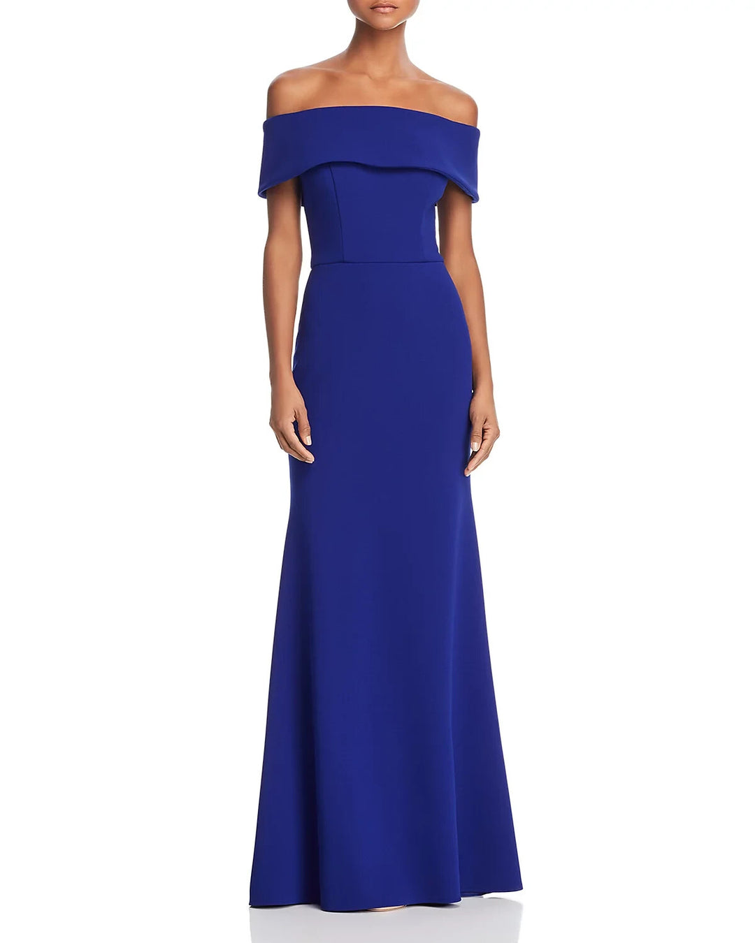AQUA Off-the-Shoulder Scuba Crepe Gown MSRP $249