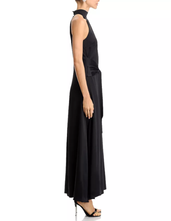 TOCCIN Jocelyn Satin Tie Front Maxi Dress MSRP $795