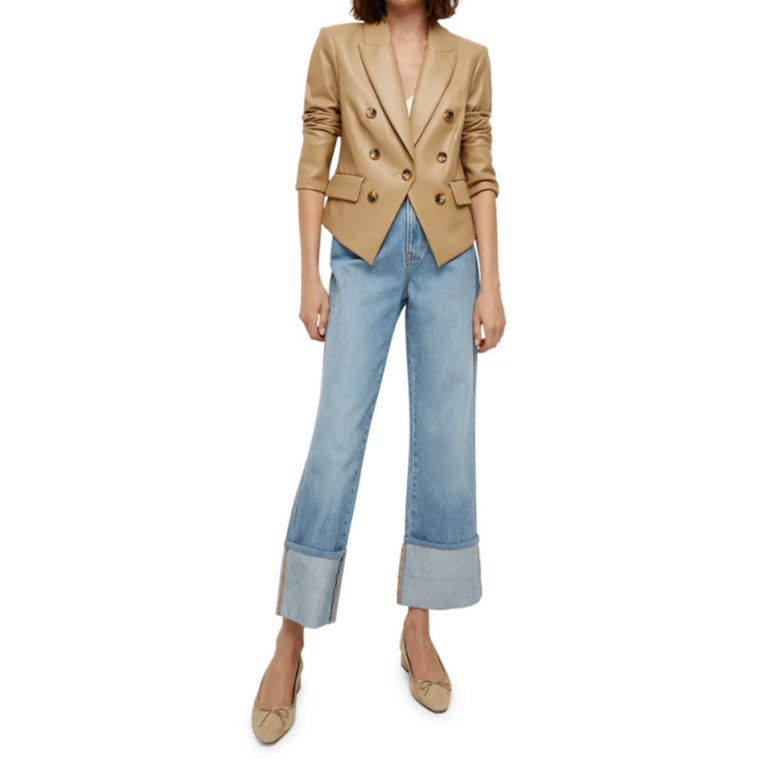 Veronica Beard Cooke Faux Leather Dickey Jacket MSRP $598