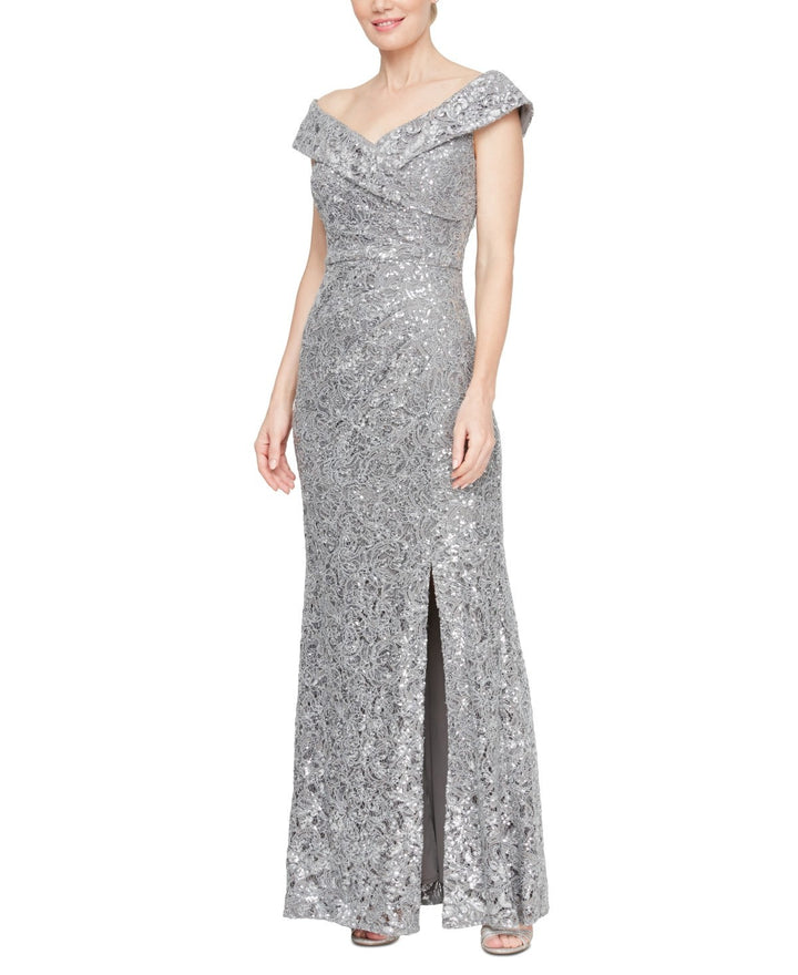 Alex Evenings Sequin Off-The-Shoulder Gown MSRP $269