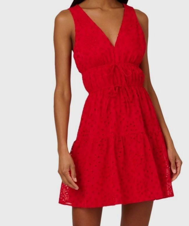 Adrianna by Adrianna Papell V-Neck Sleeveless Eyelet Dress MSRP $139