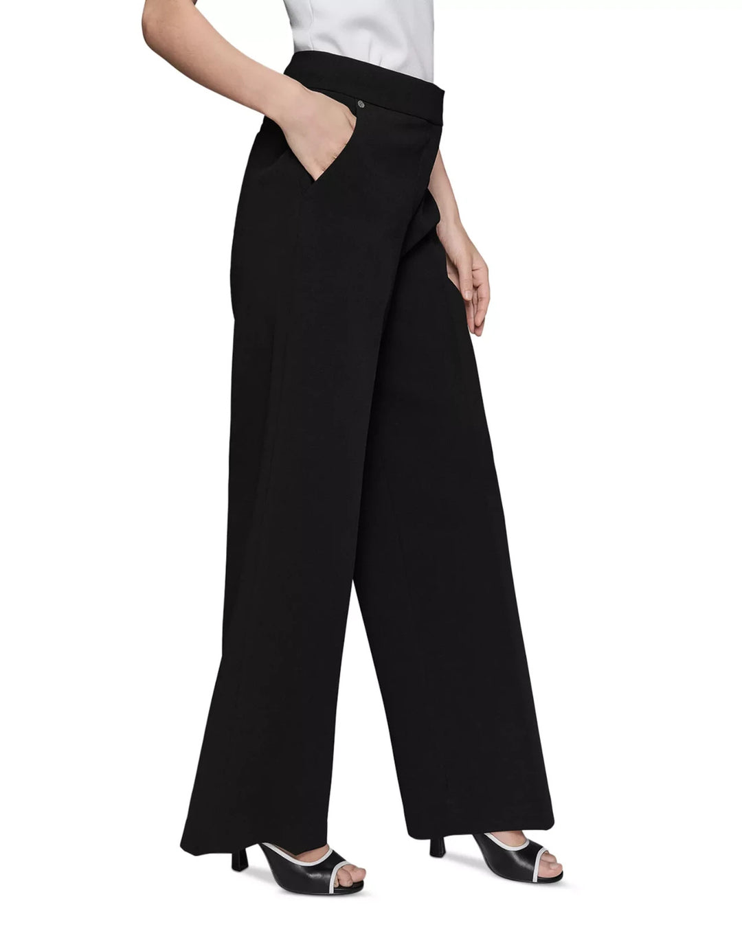 KARL LAGERFELD PARIS Essential Wide Leg Pants MSRP $109
