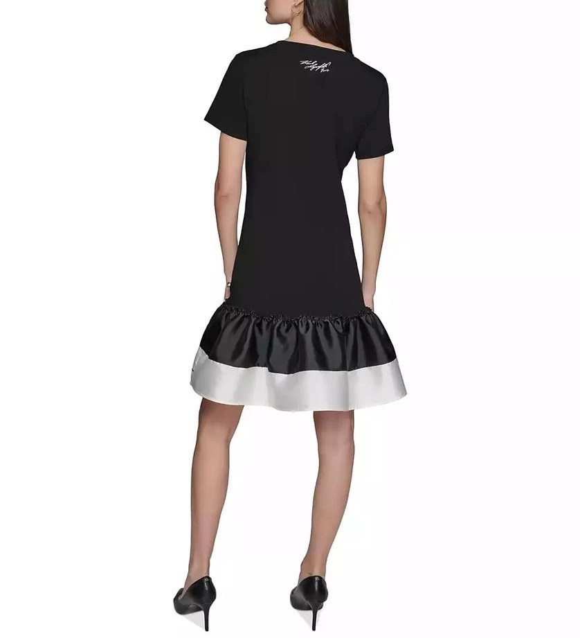 KARL LAGERFELD PARIS Women's Embroidered-Script T-Shirt Dress MSRP $129