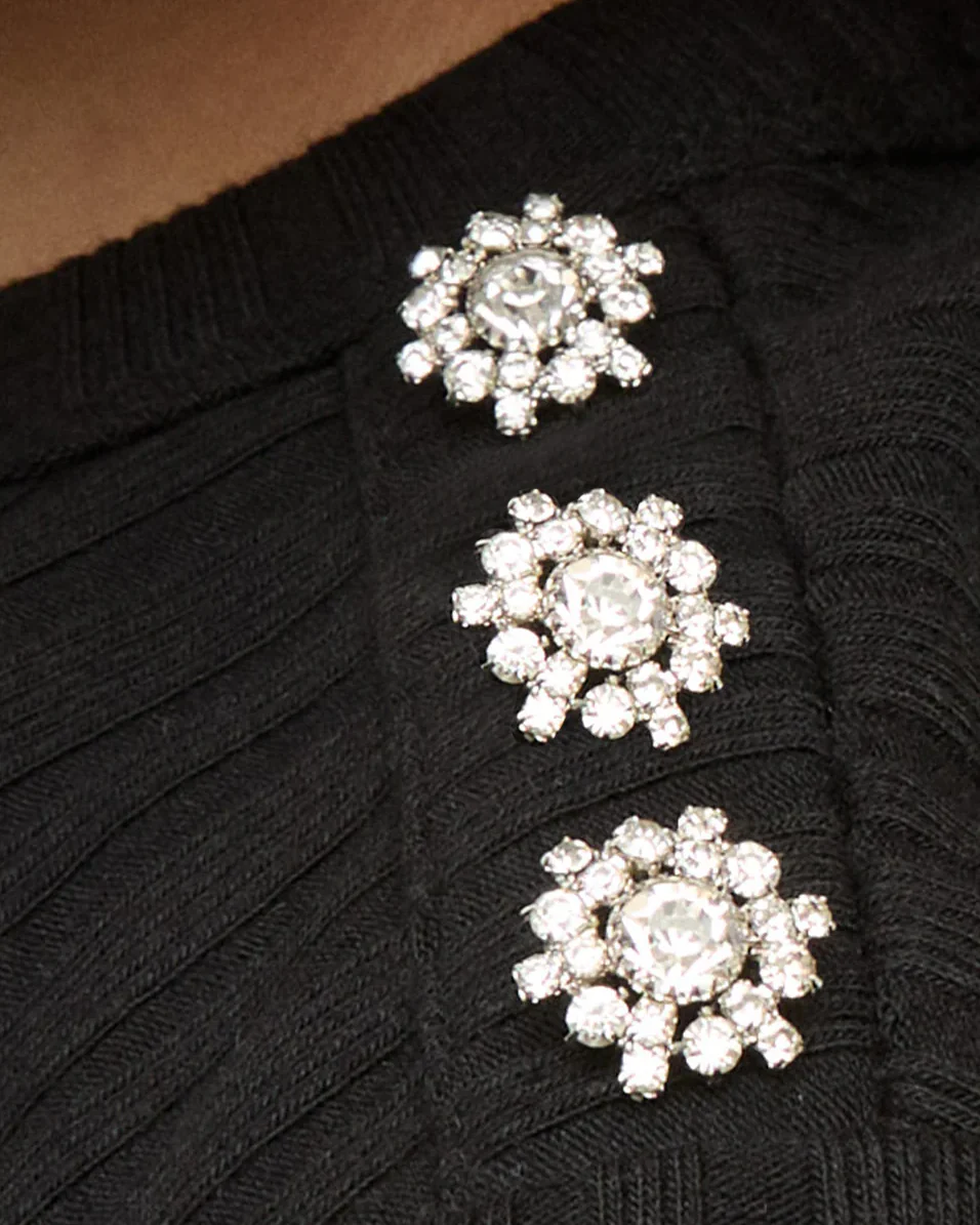 Veronica Beard Women's Draya Rhinestone Button Tee MSRP $248