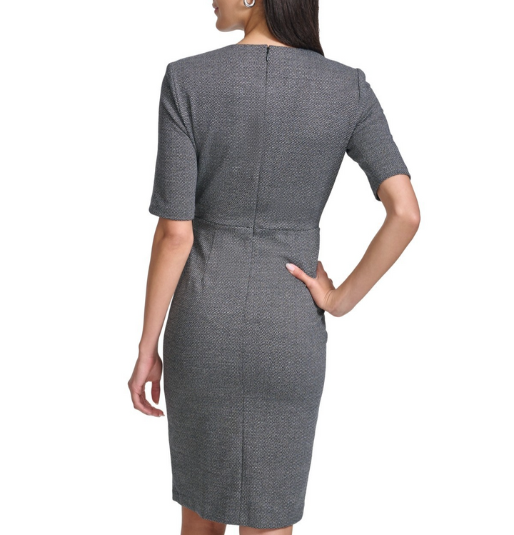 Calvin Klein 3/4 Sleeve Front Knot Sheath Women's Dress