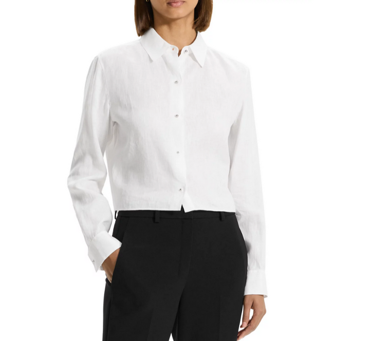 Theory Linen Cropped Shirt MSRP $195