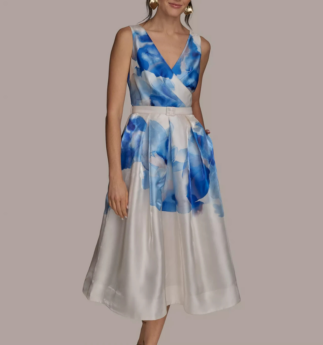 Donna Karan New York Women's Printed A-Line Midi Dress MSRP $259