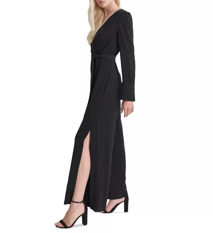 DKNY Women's Rhinestone-Striped Split-Leg Jumpsuit MSRP $159