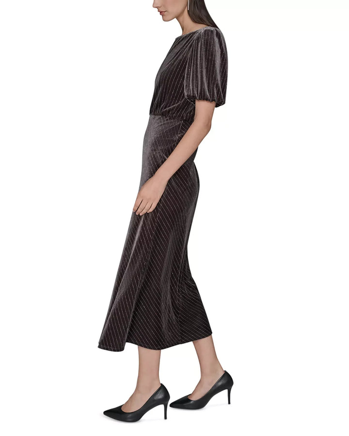 Karl Lagerfeld Paris Velvet Pinstriped Midi Dress MSRP $158