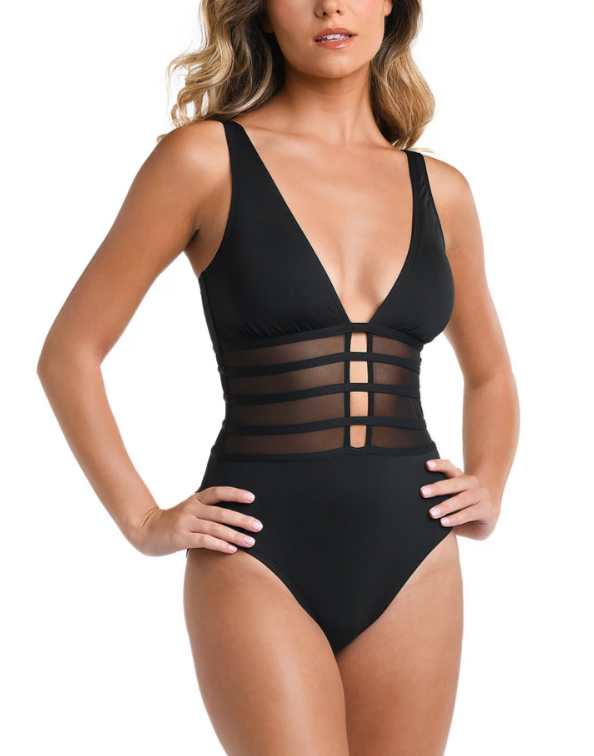 La Blanca Mesh Inset One Piece Swimsuit MSRP $125