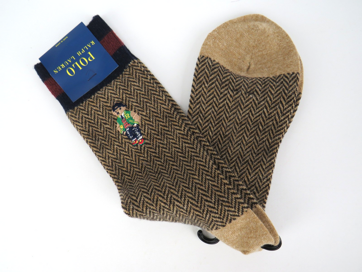 Polo Ralph Lauren Herringbone American Heritage Bear Socks MSRP $28