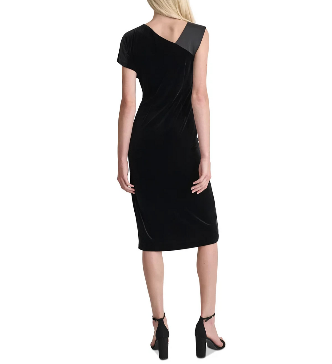 DKNY Asymmetric-Neck Short-Sleeve Dress MSRP $139