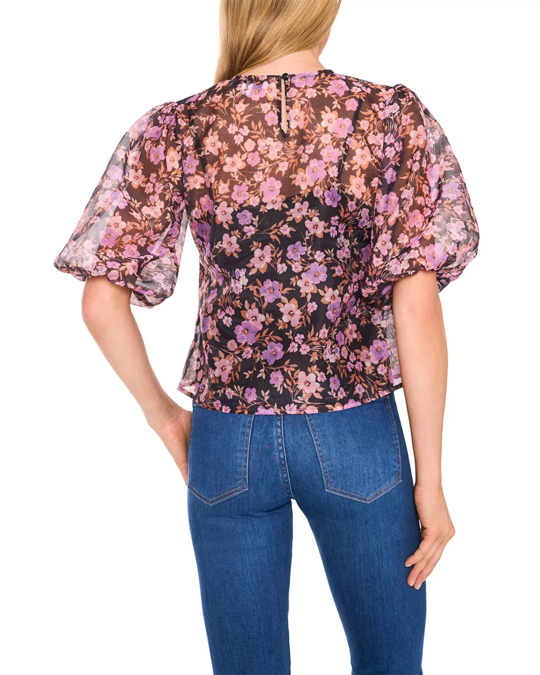 CeCe Crewneck Balloon Sleeve Top MSRP $79