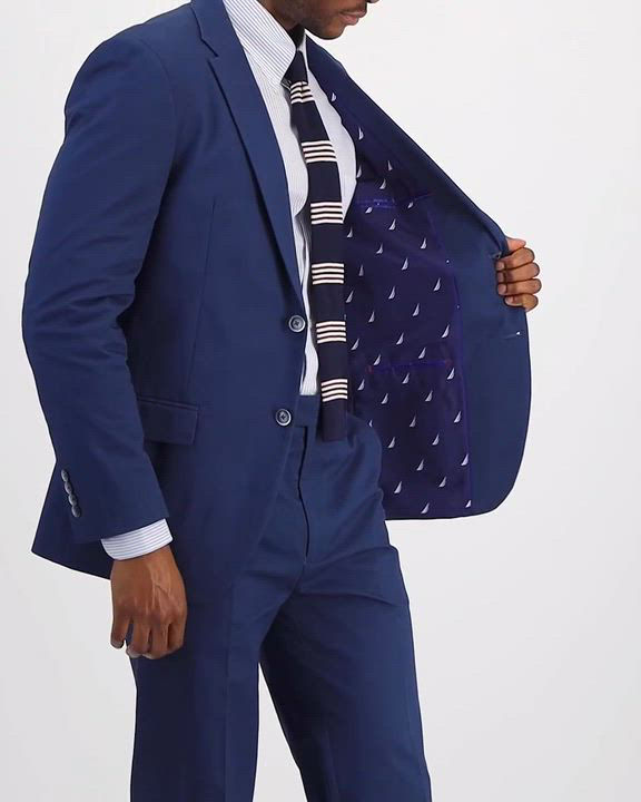 Nautica Men's Modern-Fit Seasonal Cotton Stretch Suit MSRP $395