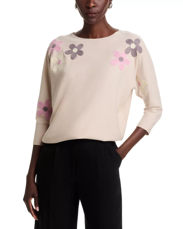 Aaeda Sioni Flower Embroidery Dolman Sleeve Sweater MSRP $128
