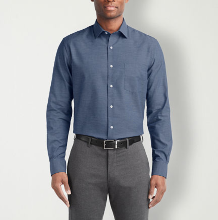 Van Heusen Stain Shield Regular Fit Dress Shirt MSRP $60