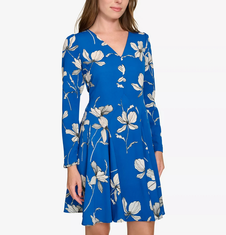 Tommy Hilfiger Women's Floral-Print Fit & Flare Dress MSRP $139