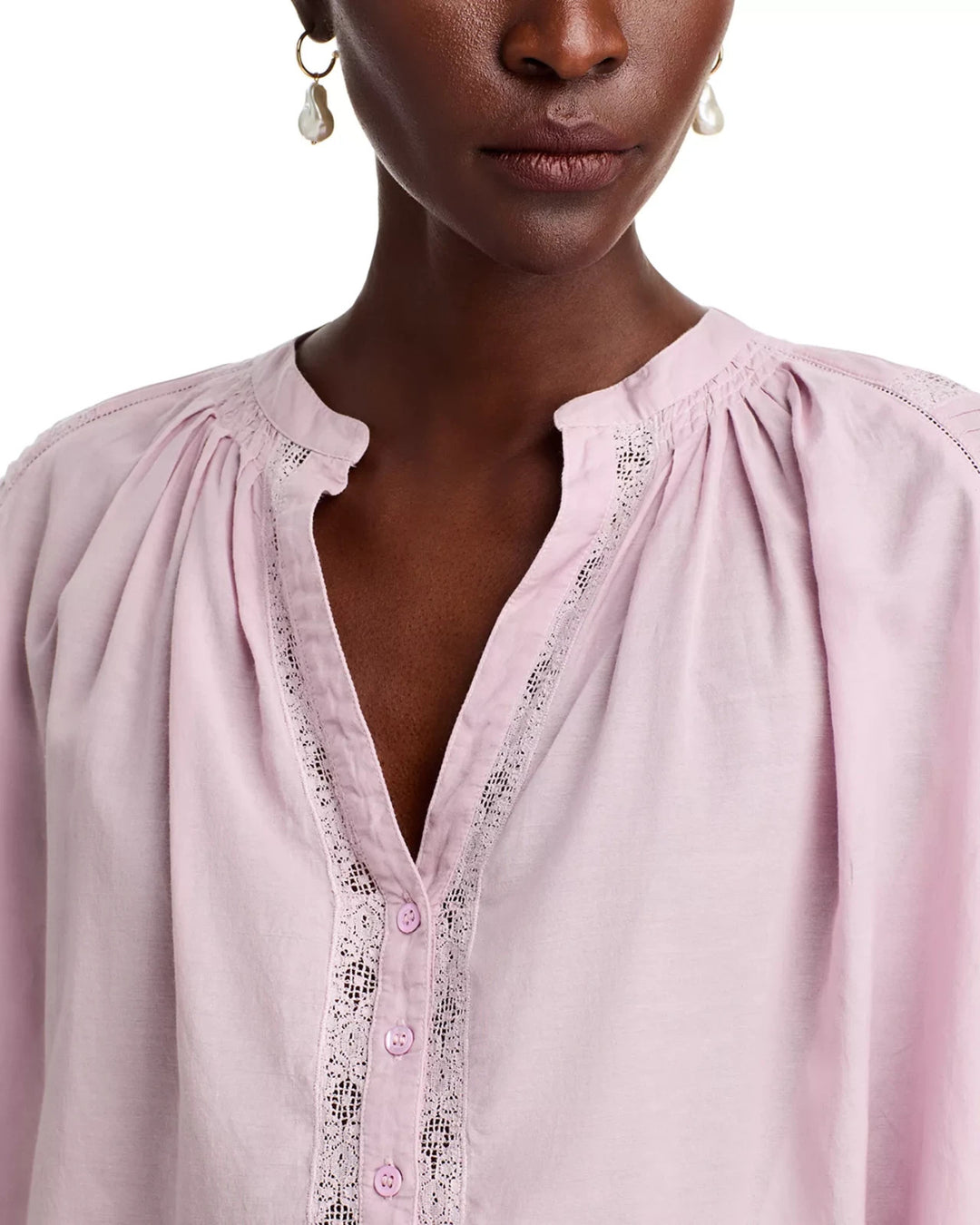 VANESSA BRUNO Nipoa Lace Trim Top MSRP $270