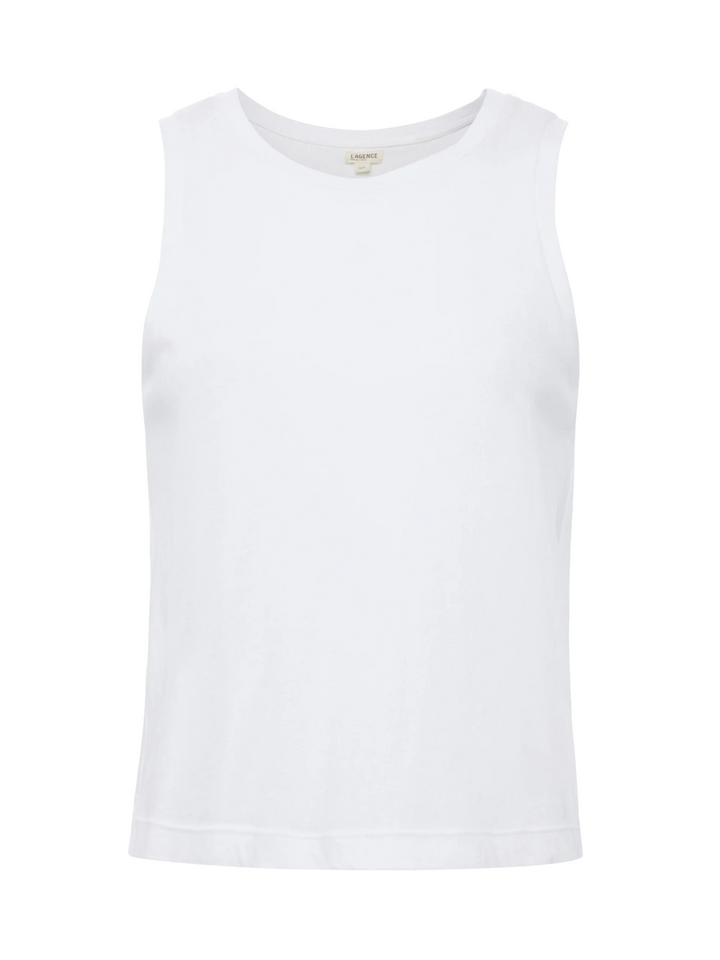 L'AGENCE Mikaela Cotton Tank Top in Soft White MSRP $110